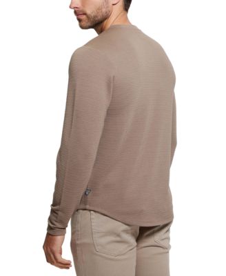 Men's Relaxed Fit Linear Textured Long Sleeve Crewneck T-Shirt