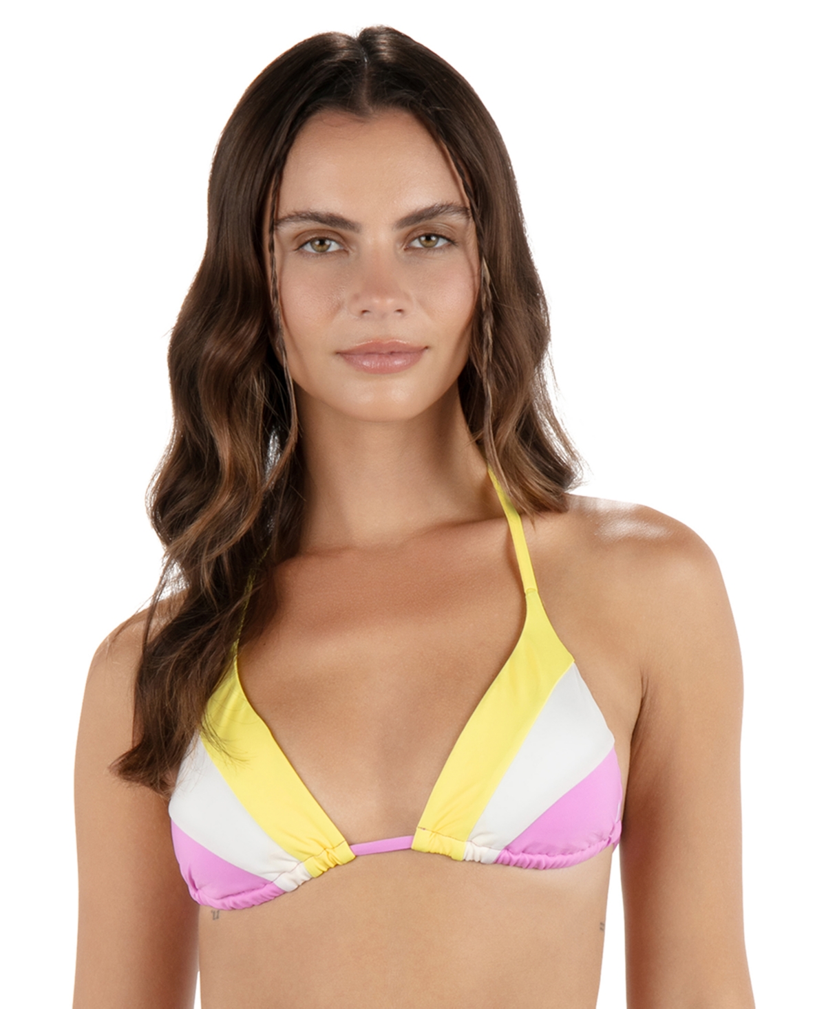 Juniors' Summer Block Triangle Bikini Top - Aster