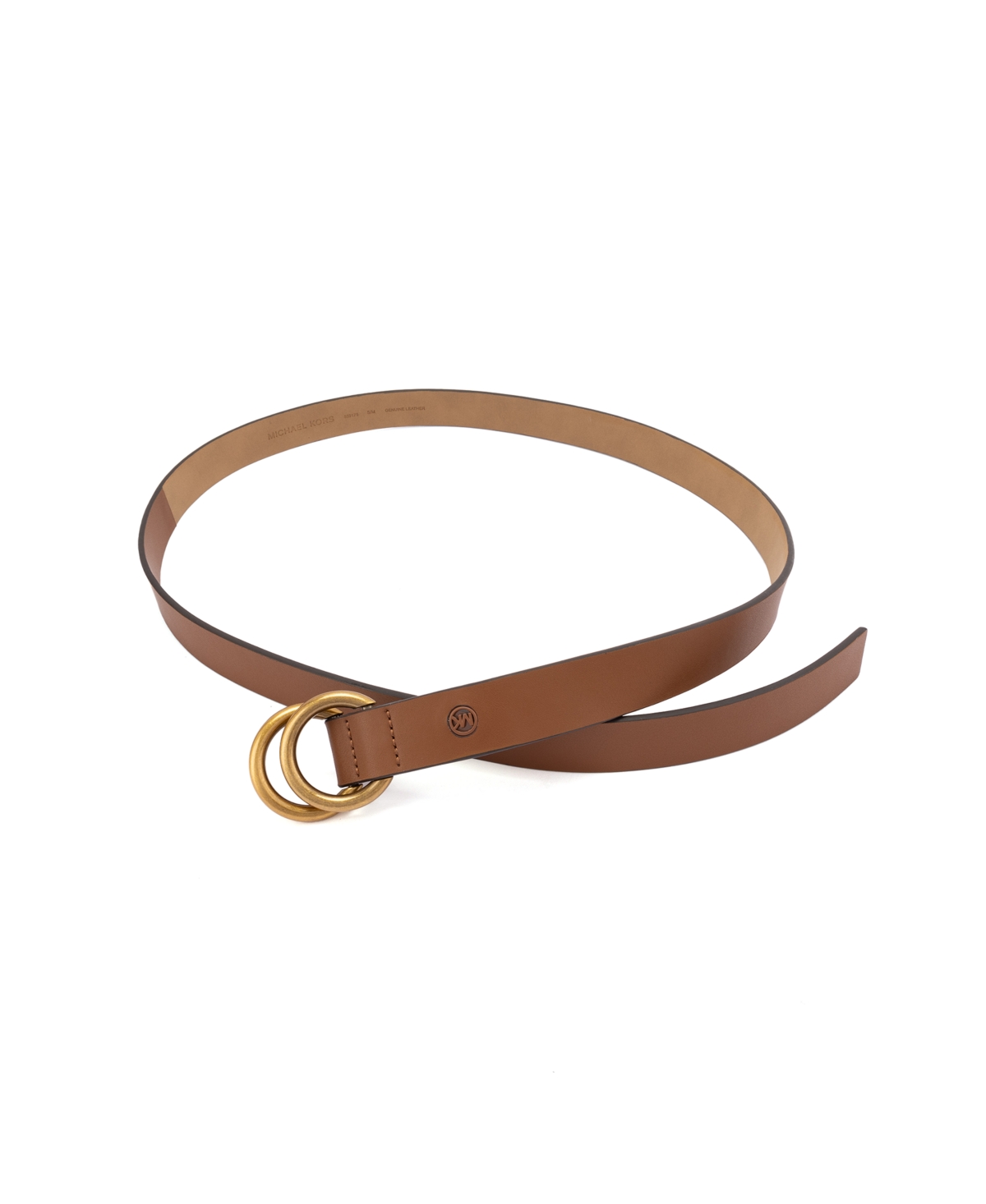 Michael Kors 25mm Double Ring Leather Belt In Luggage