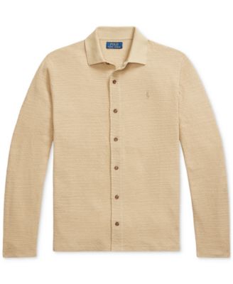 ★★POLO RALPH LAUREN★★ Textured Cotton Linen Shirt Sweate Polo Ralph Lauren Men's Textured Cotton-Linen Shirt Sweater