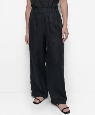 DKNY - Women's Linen Wide-Leg Pull-On Pants