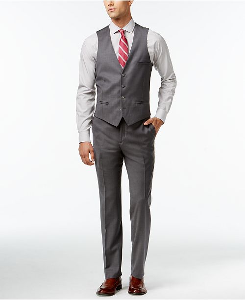 Bar III MidGray Pindot SlimFit Suit Separates Suits & Tuxedos Men