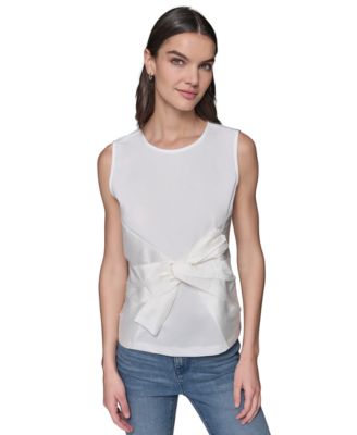 KARL LAGERFELD PARIS - Women's Sleeveless Large-Bow Top