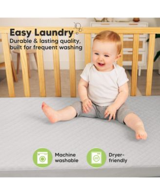 2-Pack Protect+ Waterproof Crib Mattress Protector Covers, Mavy Quilted Cotton Baby Mattress Topper, Toddler Crib Sheets