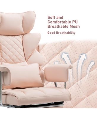 Faux Leather Gaming Chair, Ergonomic High-Back Office Chair With Tilt and Swivel, Reclining Computer Desk Chair for Women, Men