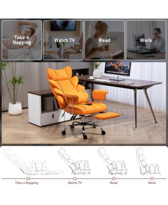 Faux Leather Gaming Chair, Ergonomic High-Back Office Chair With Tilt and Swivel, Reclining Computer Desk Chair for Women, Men