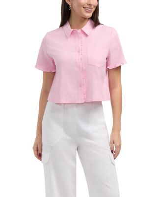 Women's Button Front Shirt with Ruffle Detail