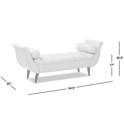 64 Inch Tufted Velvet Entryway Bench, Upholstered Bedroom Bench with Bolster Pillows & Wood Legs-The Pop Home