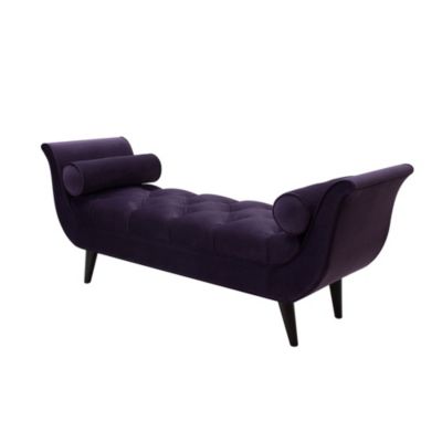64 Inch Tufted Velvet Entryway Bench, Upholstered Bedroom Bench with Bolster Pillows & Wood Legs-The Pop Home