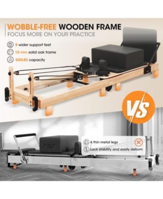 Pilates Reformer, Foldable Reformer Pilates Machine for Home Use, with Dual Resistance- Springs and Cords, Pilates Equipment for Home Workouts with Jump Board