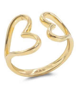 Couple Heart Ring in 14K Gold, Size 6, approx. 2.8 grams.