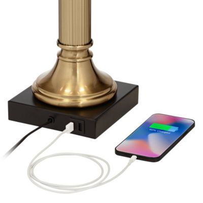 Wynne Traditional Table Lamp 30" Tall Warm Gold with USB Charging Port Black Drum Shade for Bedroom Living Room Bedside Nightstand