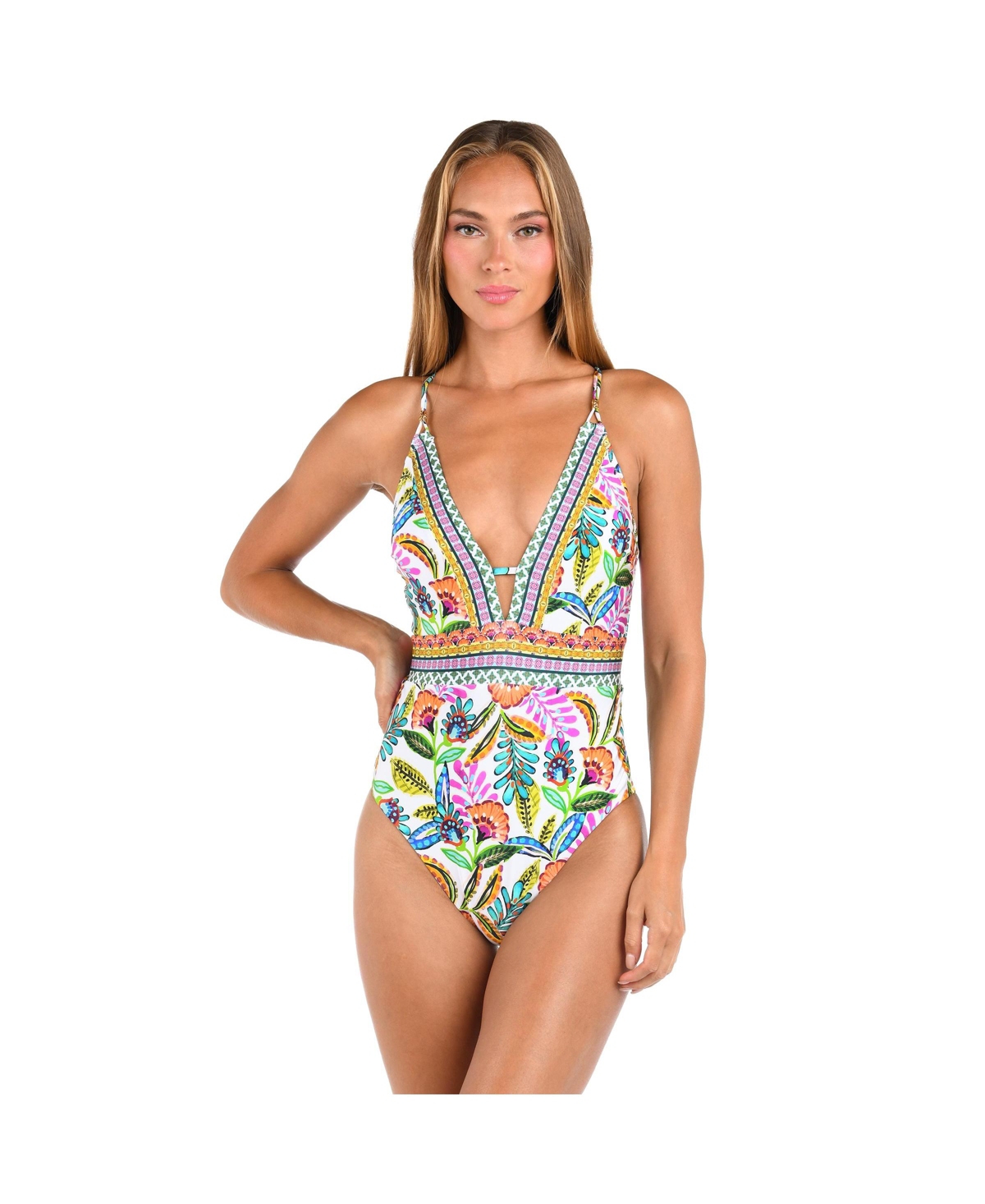 Women's One Piece Swimsuit Jungle Jive V Plunge - Multi