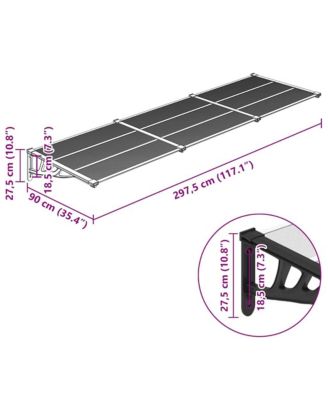 Door Canopy Black and Transparent 117.1"x35.4" Polycarbonate
