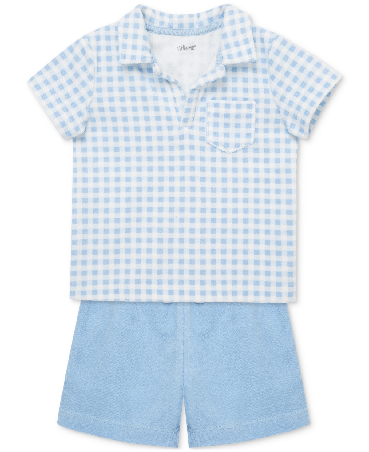 Little Me Baby Boys Gingham Terry Polo Top & Shorts, 2 Piece Set