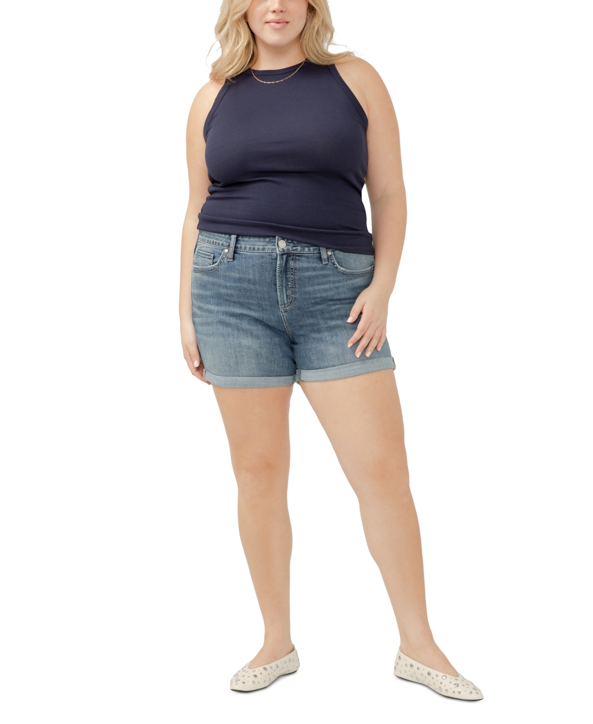 Silver Jeans Co. Plus Size Suki Faded Denim Shorts In Indigo