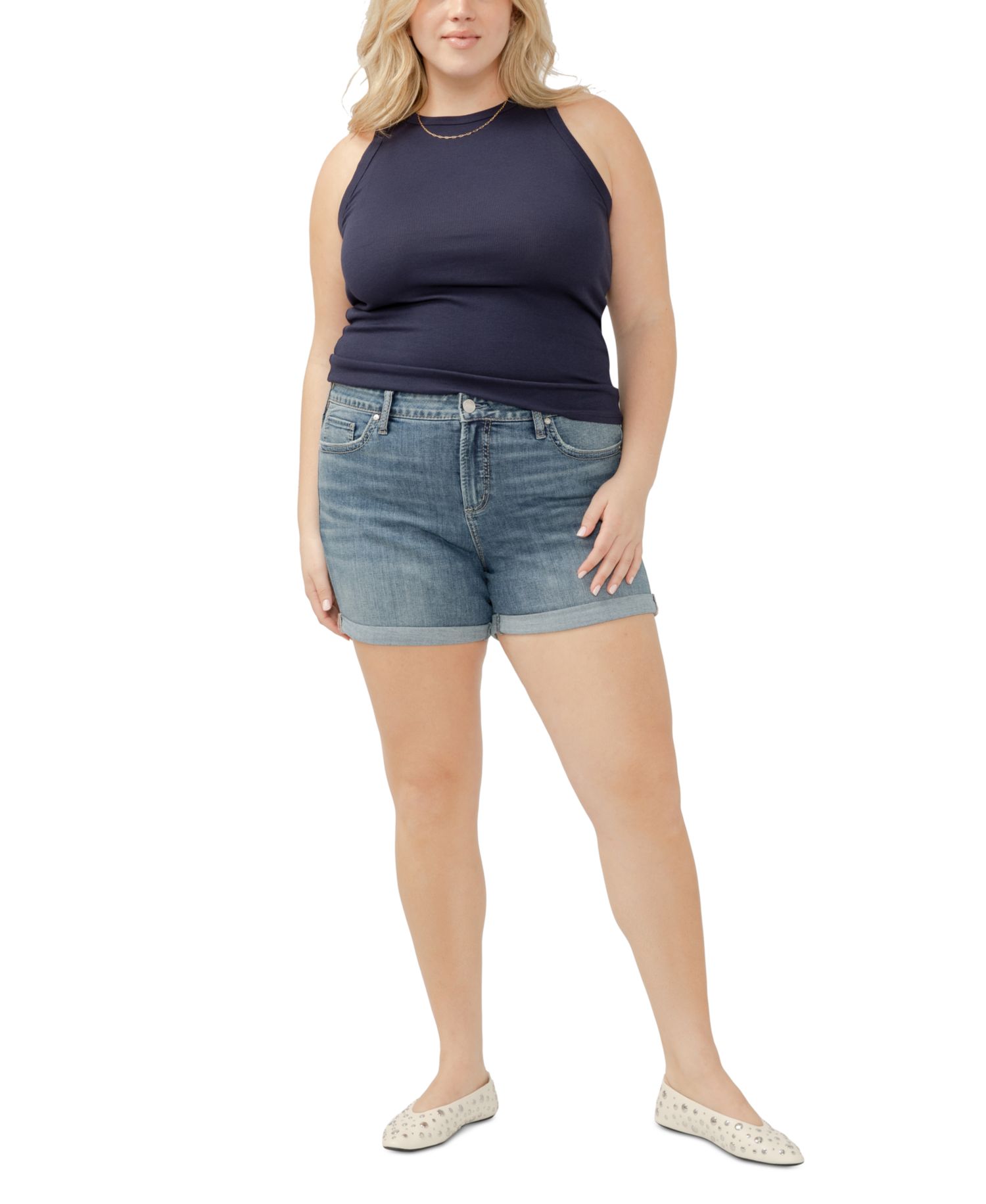 Plus Size Suki Faded Denim Shorts