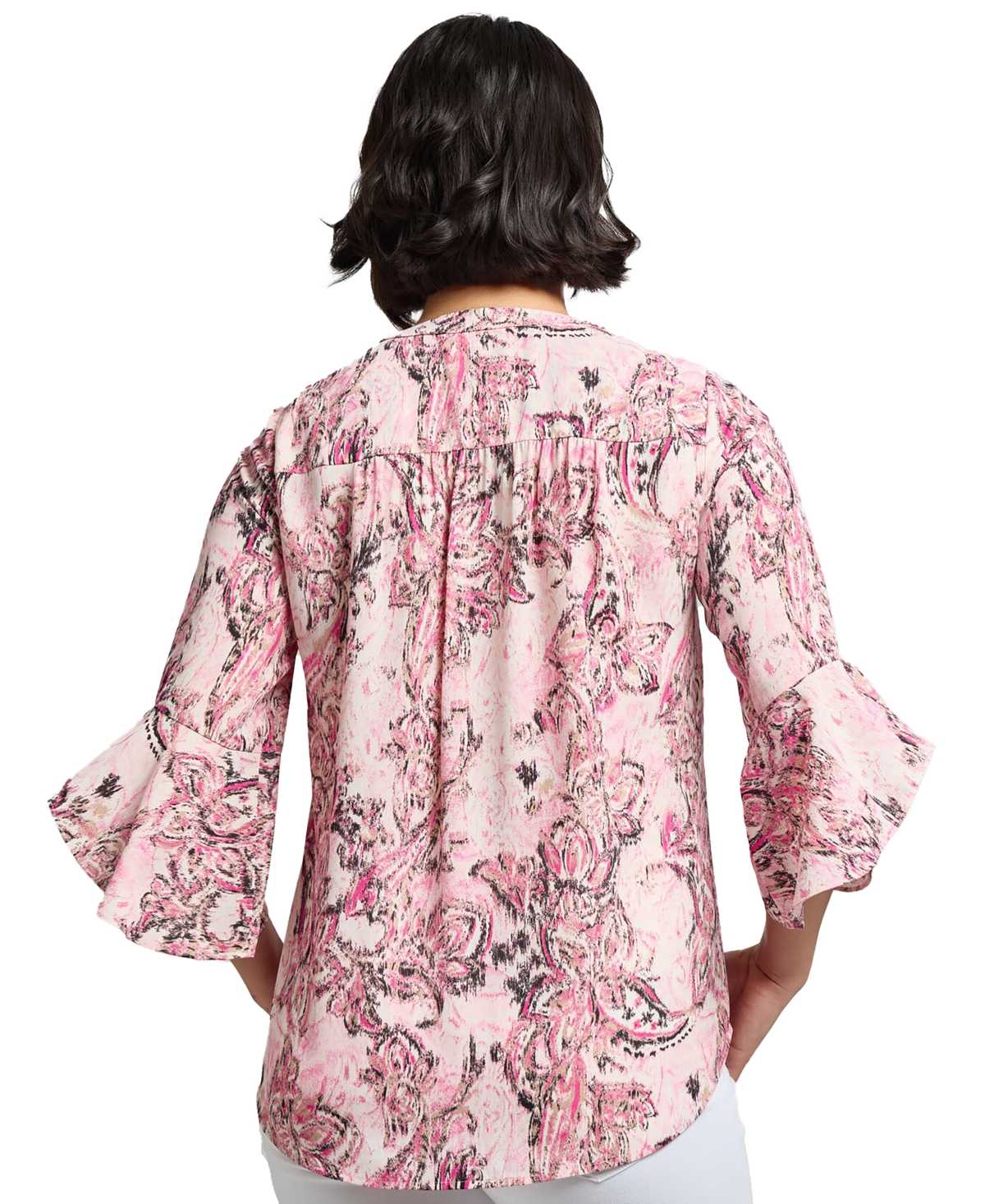 Shop Jones New York Women's Paisley-print Flared-sleeve Tunic In Jones White Multi