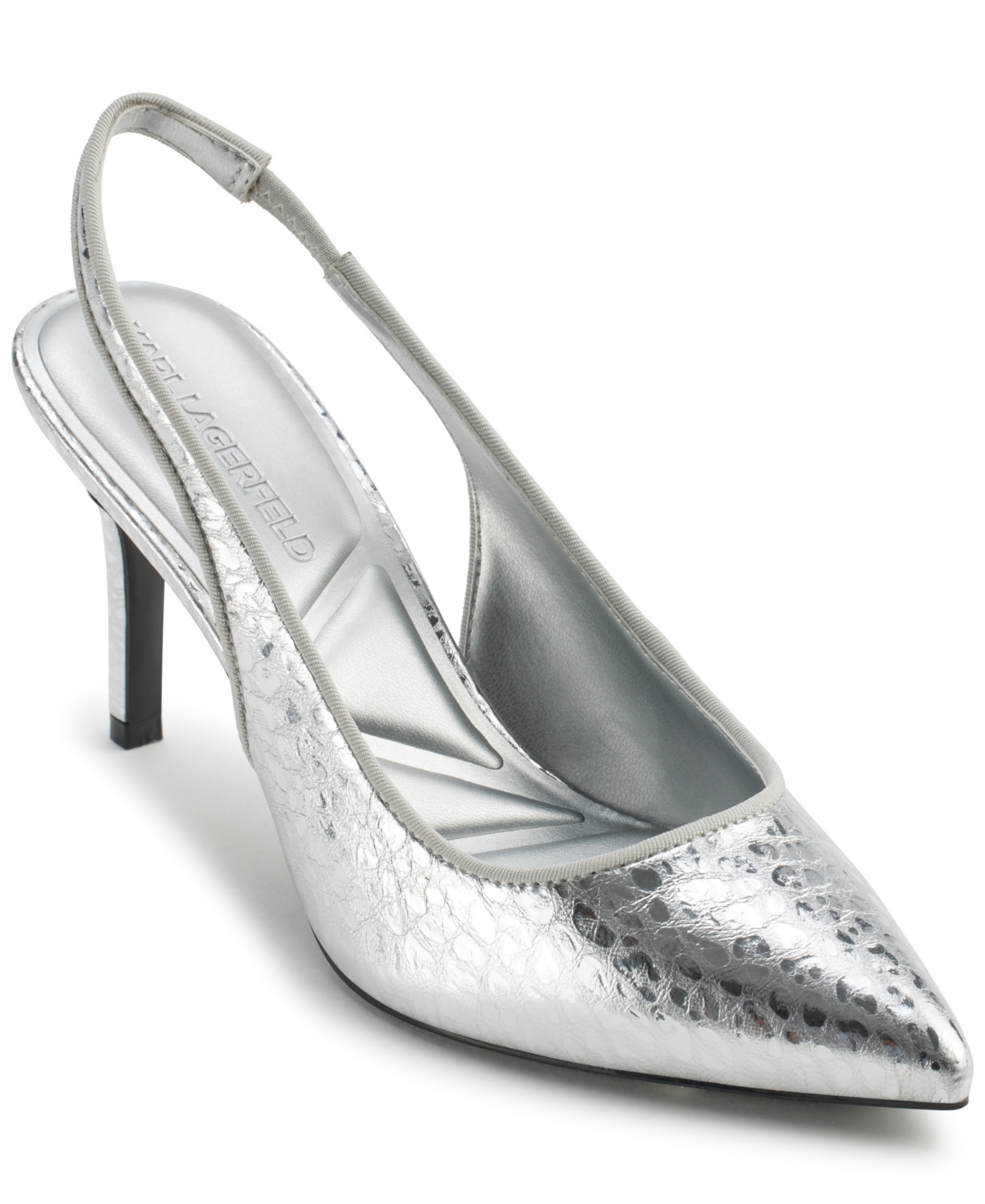 Shop Karl Lagerfeld Women's Rosalyn Slingback Pumps In Silver