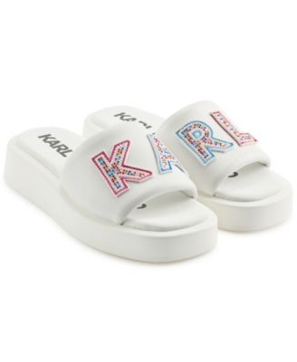 Women's Opal Stone Platform Slide Flat Sandals