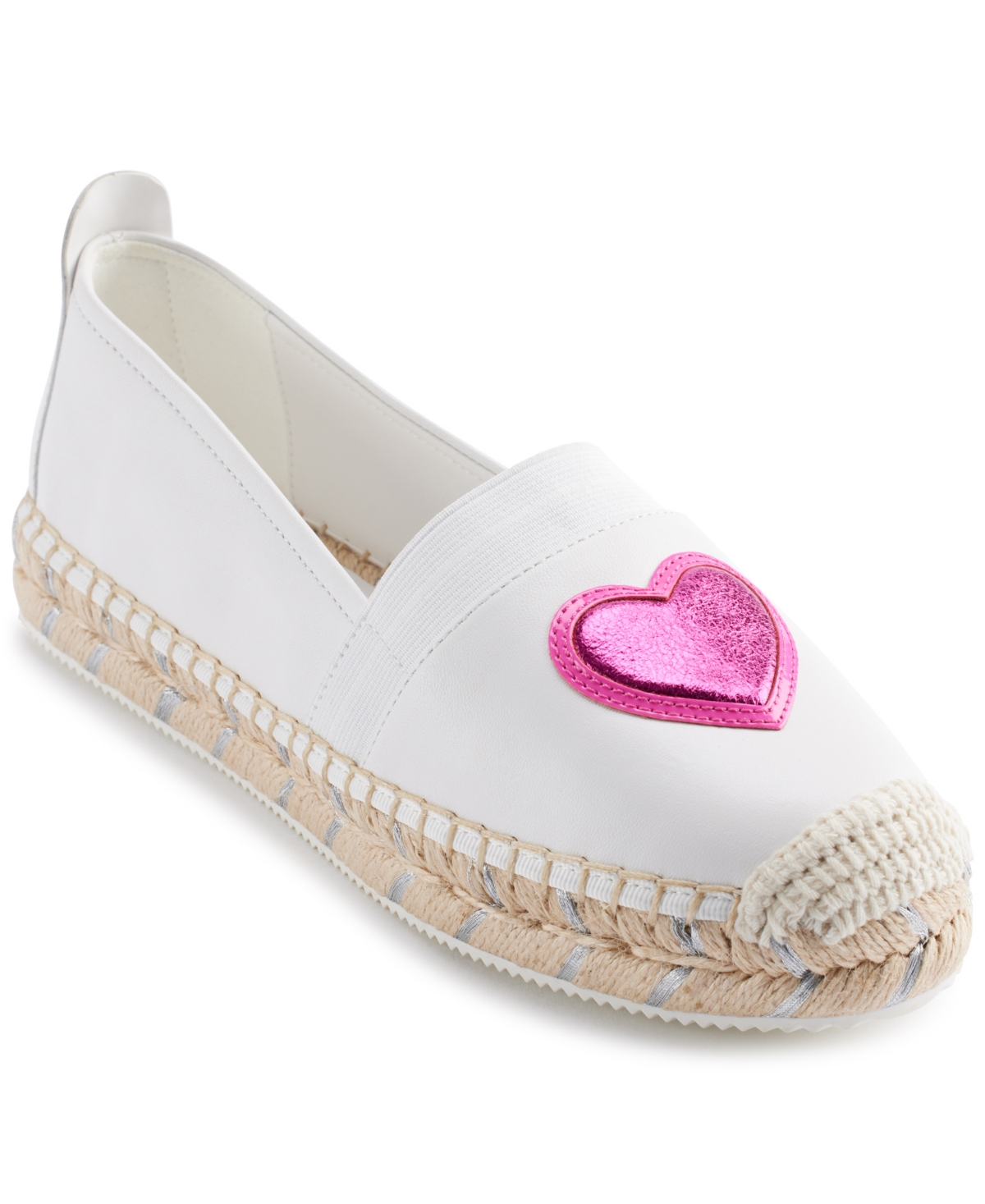 Karl Lagerfeld Women's Manika Heart Patch Espadrille Flats In Bright White