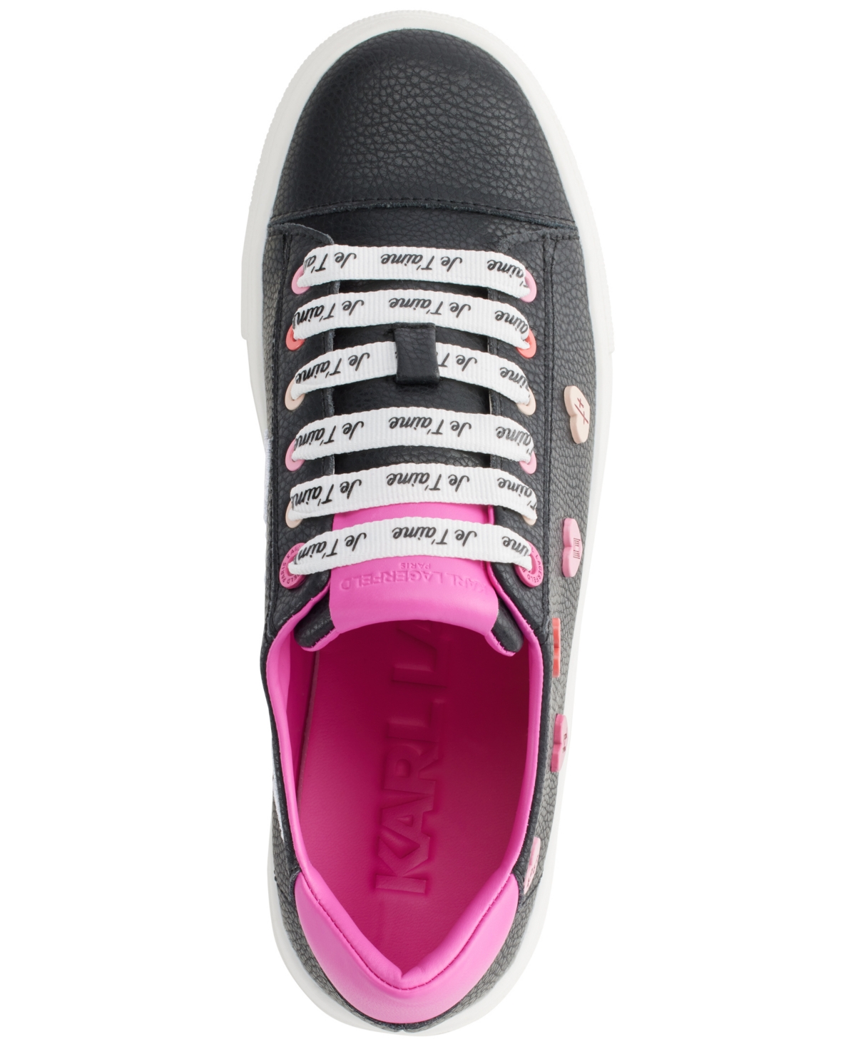 Shop Karl Lagerfeld Women's Cate Heart Pins Lace-up Sneakers In Black