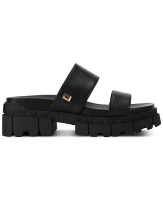 KARL LAGERFELD PARIS Women's Lacara Lug Slide Flat Sandals