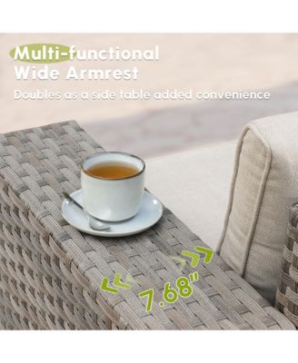 Patio Furniture Set,12 Pieces Outdoor Sectional Sofa Couch Set,Patio Conversation Set with Modular Wicker Deep Seat Chairs,Comfy Cushions,Side Table,Orange Red