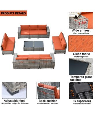Patio Furniture Set,12 Pieces Outdoor Sectional Sofa Couch Set,Patio Conversation Set with Modular Wicker Deep Seat Chairs,Comfy Cushions,Side