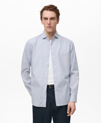 MANGO - Men's EU Regular-Fit Striped Cotton Shirt