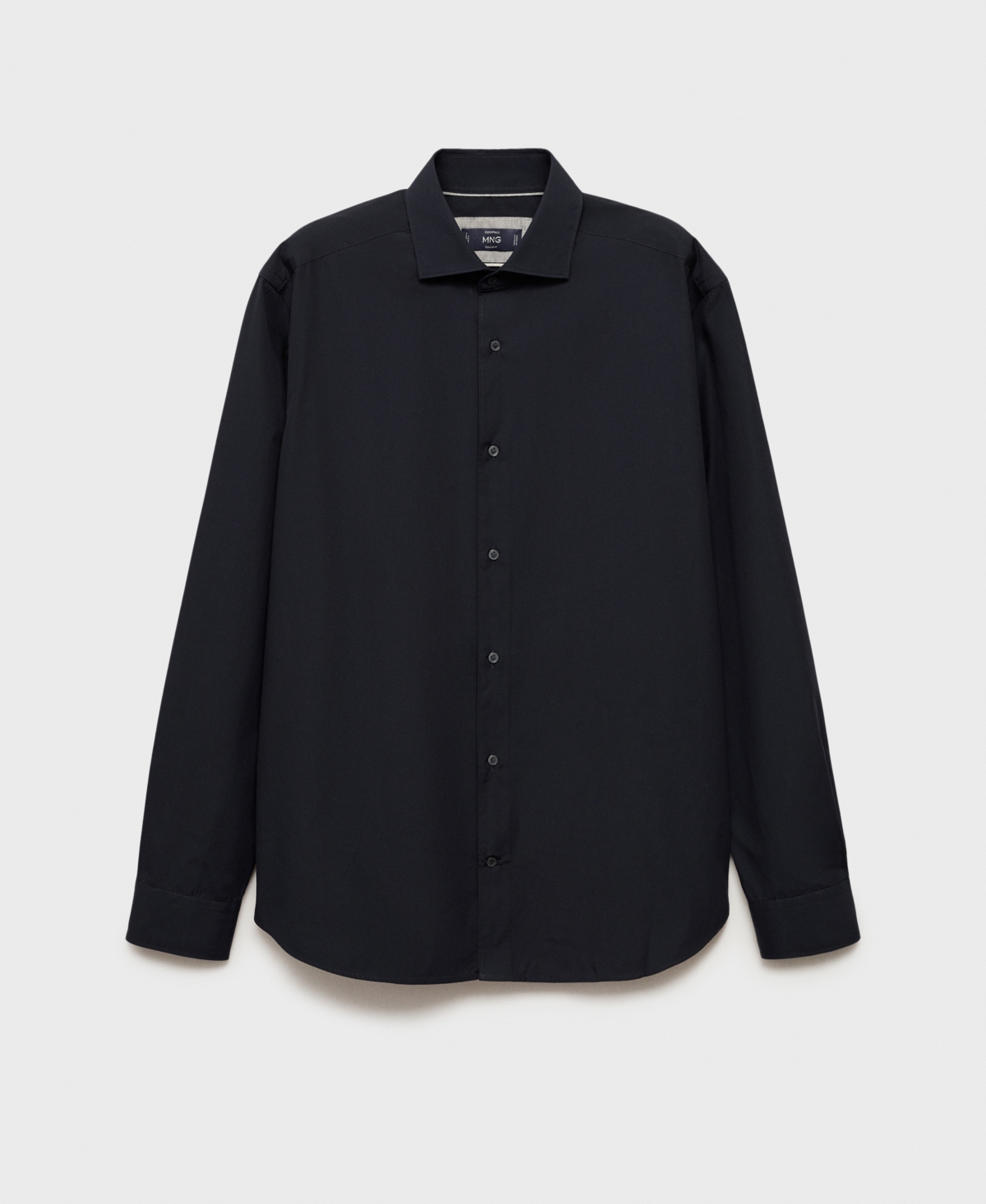 Mango Regular Fit Solid Cotton Button-up Shirt In Dark Navy