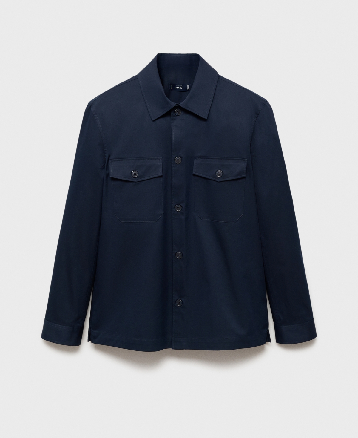 Mango Regular Fit Cotton Blend Button-up Overshirt In Dark Navy