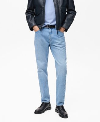 MANGO - Men's EU Tapered-Fit Dark-Wash Jeans