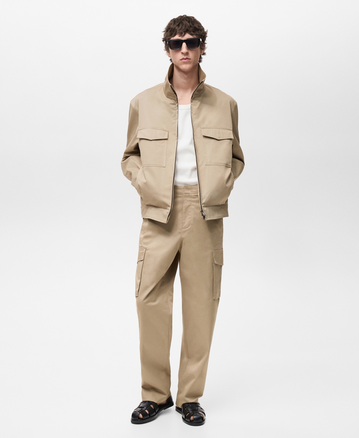 Mango Regular Fit Cargo Jeans In Medium Brown