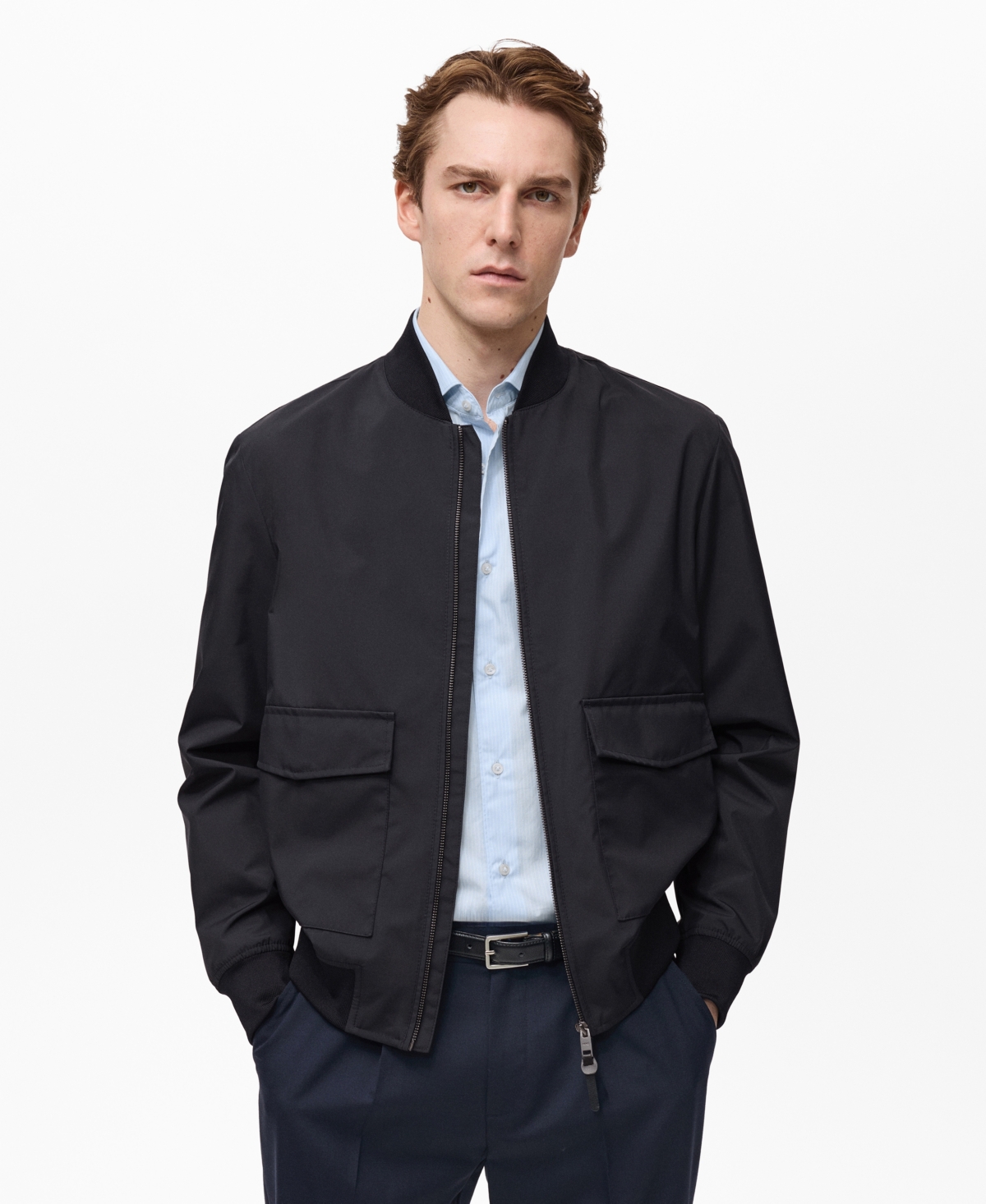 Men's Water-Repellent Bomber Jacket - Night Blue