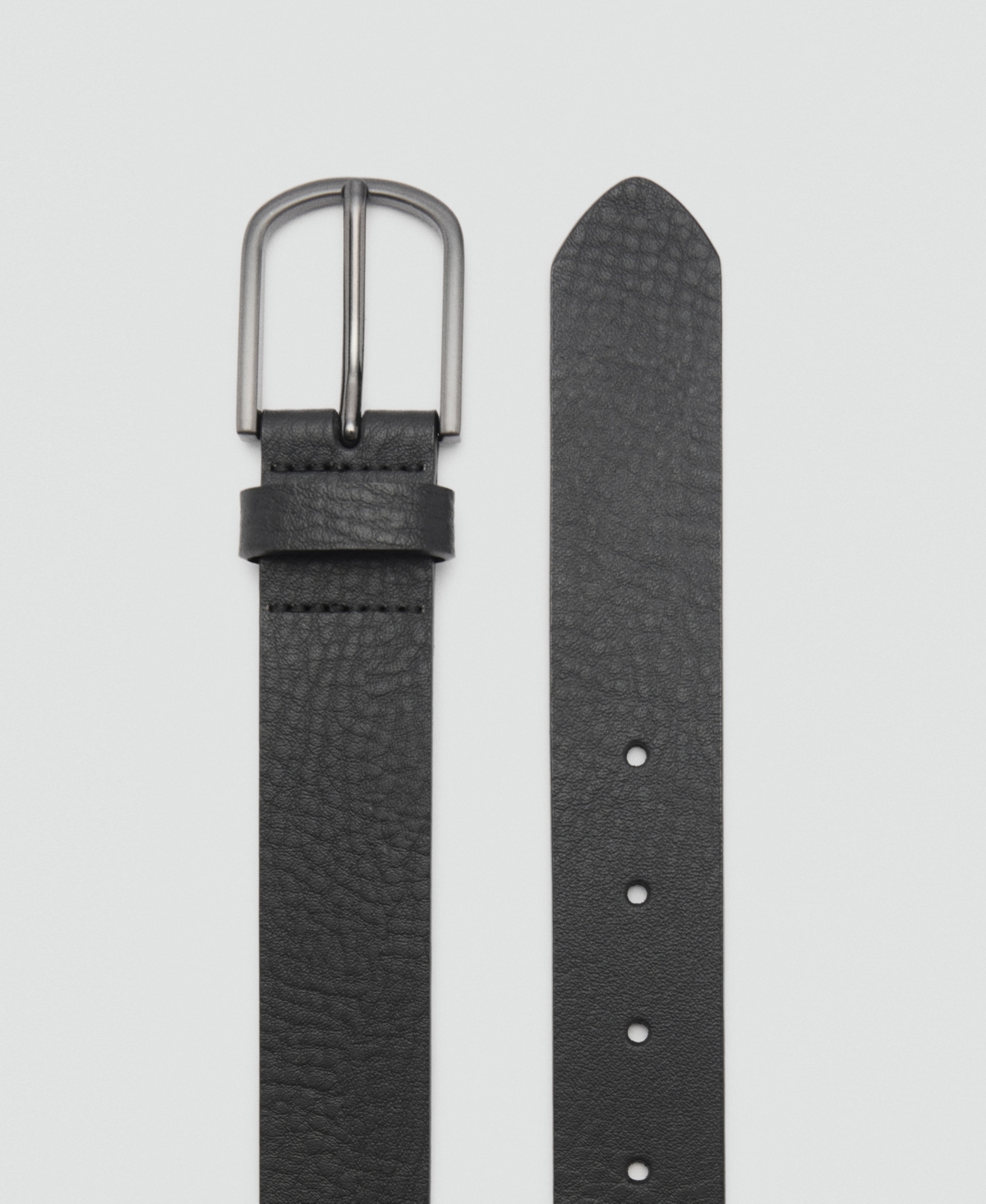 MANGO MEN'S PEBBLED LEATHER BELT 