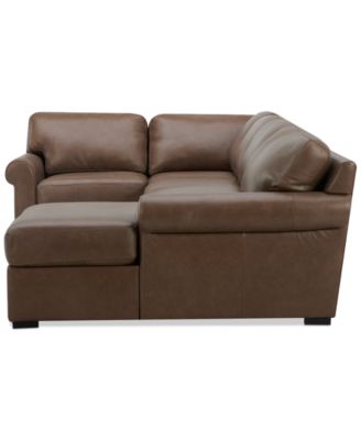 Radley Roll Arm 139" 4-Pc. Leather Square Corner Chaise Sectional, Exclusively at Macy's