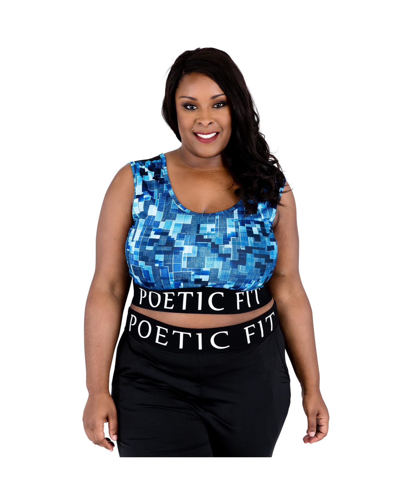 Женский топ Poetic Justice Plus Size Mesh V-Back Sports, цвет: Синий — фото 1
