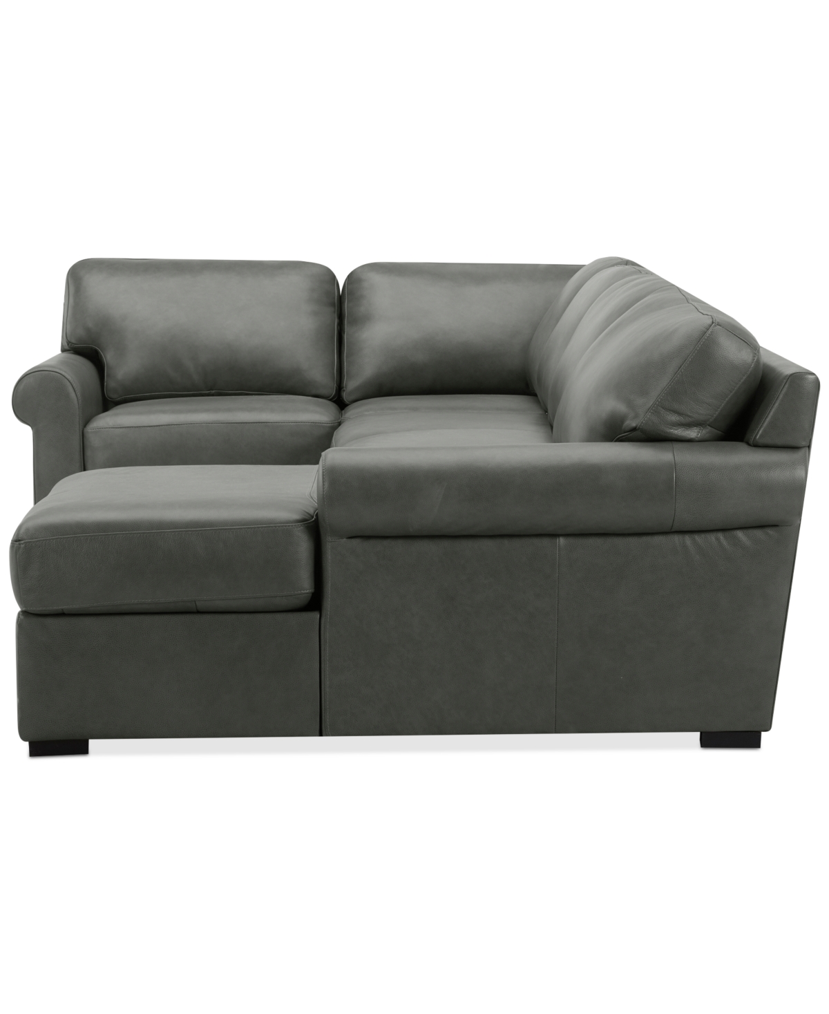 Macy's Radley Roll Arm 139" 4-pc. Leather Square Corner Chaise Sectional, Exclusively At