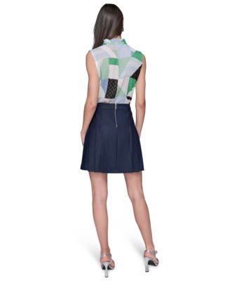 Women's Pleated Button-Trim Skirt