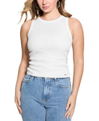 GUESS - Women's Alexia Sequin Cotton Sleeveless Top