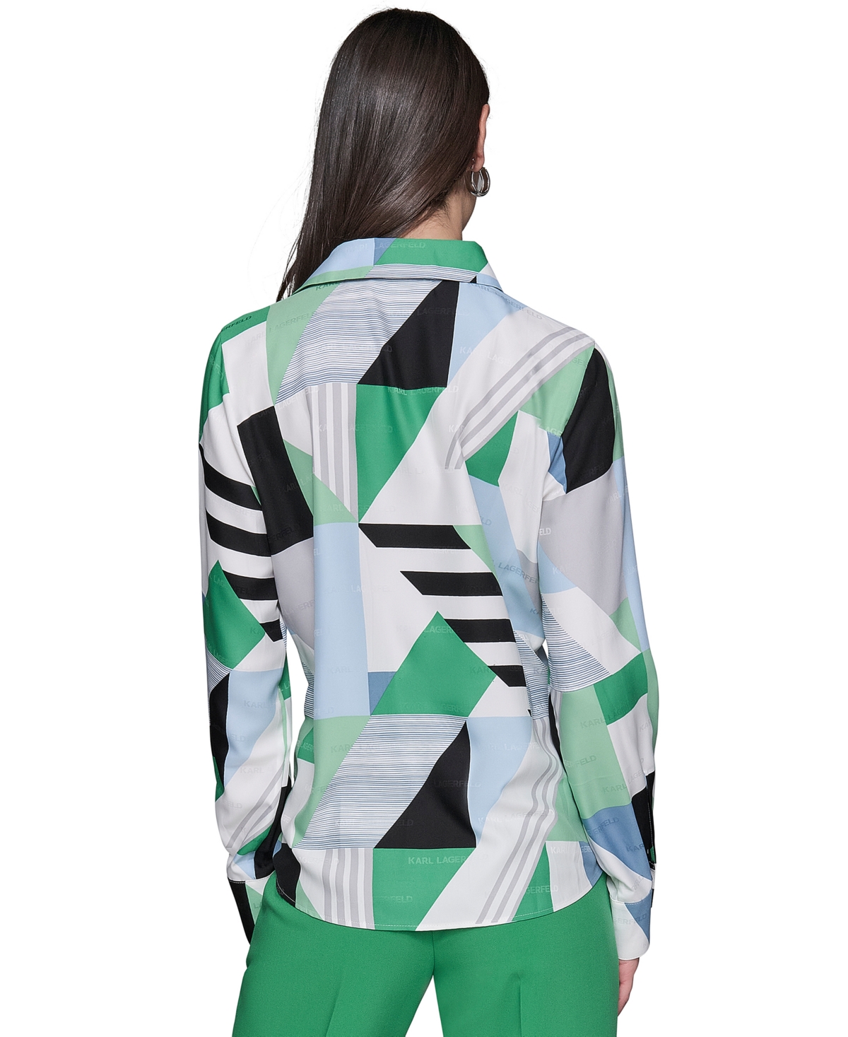 KARL LAGERFELD WOMEN'S GEOMETRIC-PRINT BLOUSE 