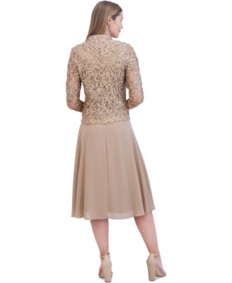 Women's Soutache Jacket & Jewel-Neck Midi Dress