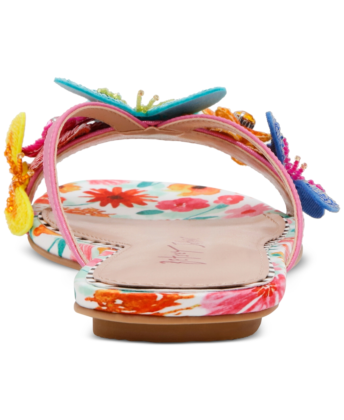 Shop Betsey Johnson Women's Sellena Butterfly Slide Sandals In White Multi