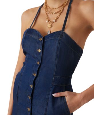GUESS Women's Edna Button-Front Denim Midi Dress - Macy's