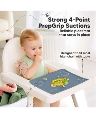 2-Pack Prep Silicone Placemats for Toddlers, Kids, Non Slip Suction Dining Table Baby Placemat, Easy to Clean