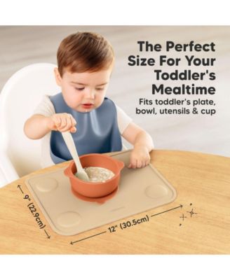 2-Pack Prep Silicone Placemats for Toddlers, Kids, Non Slip Suction Dining Table Baby Placemat, Easy to Clean