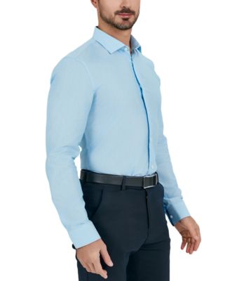 Men's Slim Flit Dobby Micro-Grid Button-Front Dress Shirt