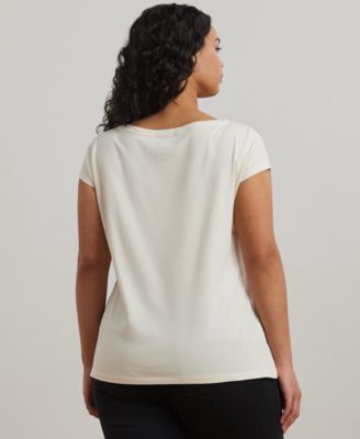 Lauren Ralph Lauren Plus Size Embroidered Jersey Tee