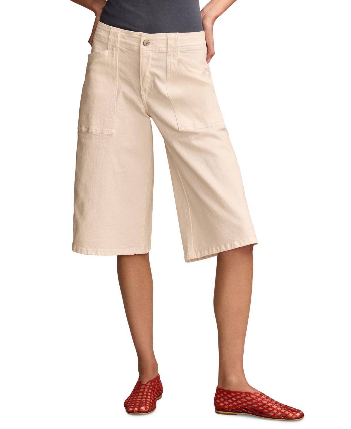 Shop Lucky Brand Women's Mid-rise Culottes In White Lies Wash